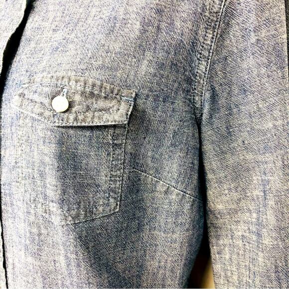 American Eagle Outfitters Denim Blouse Western Cowgirl Long Sleeve Button Front - Picture 5 of 16